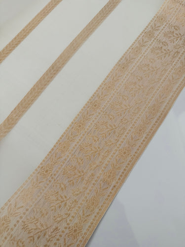 ShopNaya Exclusive | Handwoven | Silk Organza | Beige & Gold | Gold Zari | Ships from California